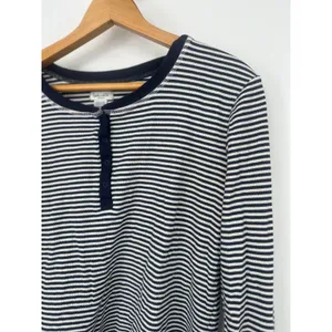 Splendid Pajama Set Women Medium Navy White Striped Henley Thermal Loungewear thumbnail 10