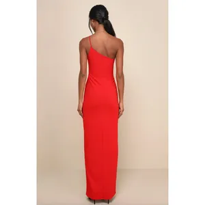 Lulus Keeper of My Heart Red One-Shoulder Maxi Dress Formal Stretch XL NWT thumbnail 3