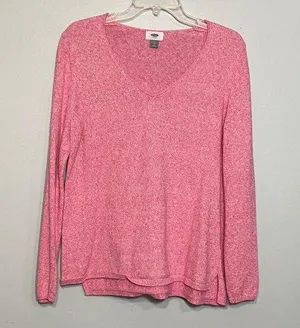 Old Navy Womens Pink V-Neck Long Sleeve Sweater Size XL thumbnail 1