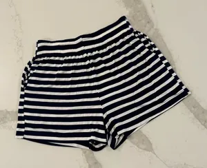 Reformation Striped Pull On Pajama Lounge Shorts Pockets Women’s XS Navy/White thumbnail 1