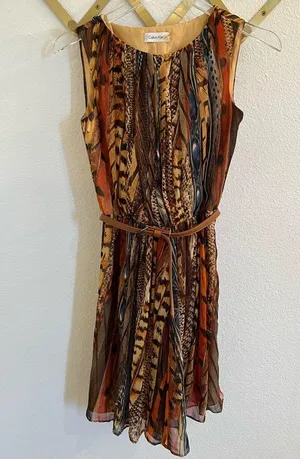 Calvin Klein Mixed Animal Print Belted Dress 2P thumbnail 2