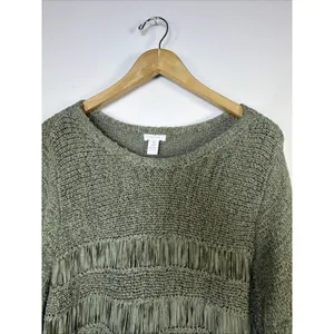 Chico's 3 Sweater xl Olive Green quiet luxury bohemian western designer cottage thumbnail 5