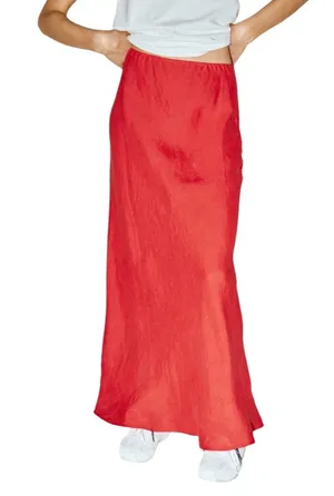VRG GRL Ena Linen Bias Cut Maxi Skirt Chilli 2 thumbnail 1