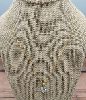 Gold Tone Chain Dainty Chrystal CZ Heart Pendant Minimalist Gift 18.5 Inches thumbnail 7
