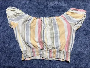 Aeropostale Women's Striped Off-Shoulder Crop Top XL thumbnail 6