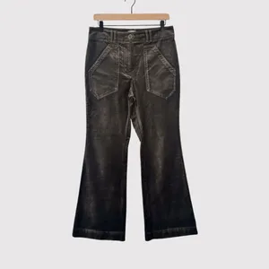 Anthropologie Maeve Womens Pants Gray Velvet Bootcut Stretch High Rise Size 6 thumbnail 2