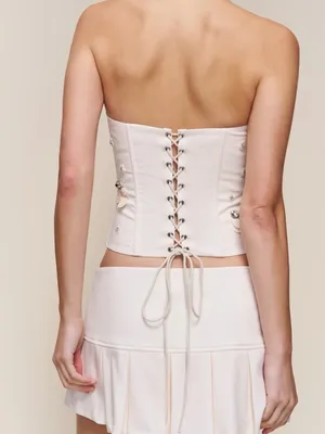 Guizio Embellished Twill Corset Ivory XXS NWT IN PACKAGE thumbnail 2