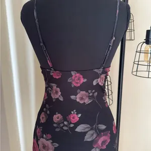 Motel Rocks Black Floral Lace Trim Mini Dress XS Goth Slip Y2K thumbnail 7