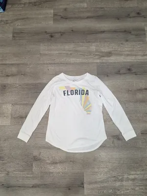 Florida Map Print White Long Sleeve T-Shirt By State Of Mine Size M thumbnail 6
