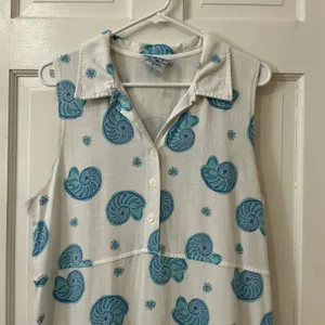 Zip Code Nautilus Shell Maxi Dress XL 100% Cotton Nautical Coastal Resort VTG thumbnail 2