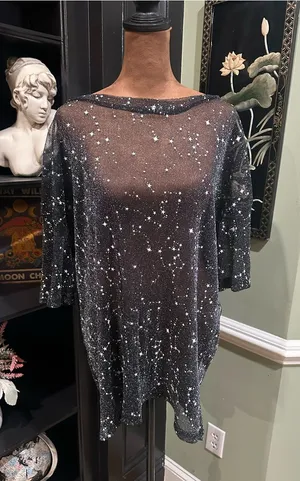 Sheer Silver Star Stretchy Shirt/Dress – One Size (XS–2XL Fit) thumbnail 1