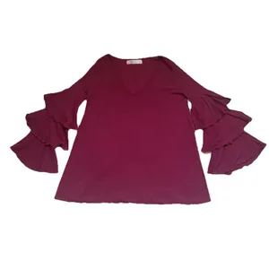 Free People Beach Magenta Size S Seashore Mini Dress Bell‎ Sleeves Boho Hippie thumbnail 3