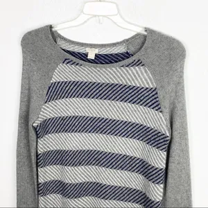 J. CREW FACTORY Gray Striped Merino Wool Blend Long Sleeves Sweater Small Preppy thumbnail 7