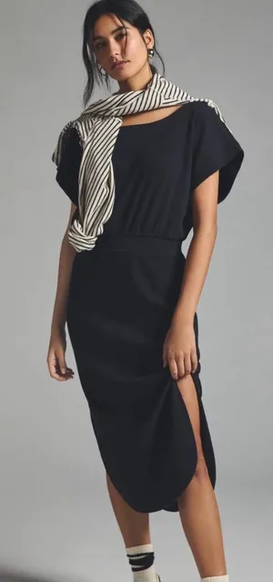 Daily Practice by Anthropologie Dolman Sleeve Ribbed Midi Dress XS thumbnail 1