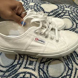 Superga 2750 Cotu White Canvas Sneakers Low Top Classic Womens 7.5 EU‎ 38 thumbnail 5