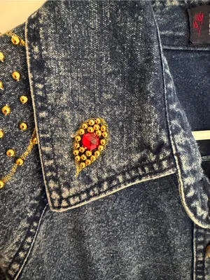 Vintage L.A. Blues Jeweled‎ Studded Denim Tunic Shirt Jacket Size 14-16 thumbnail 4