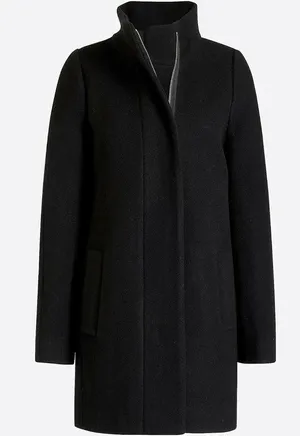 J.Crew Mercantile Black Wool Blend Zip Front Coat Women’s Size 6 thumbnail 1