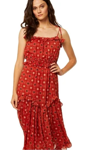 Misa Nati‎ Red Sleeveless MIDI Dress XS thumbnail 1
