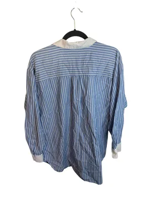 Loft Blue and White Striped Oversized Oxford Shirt thumbnail 2