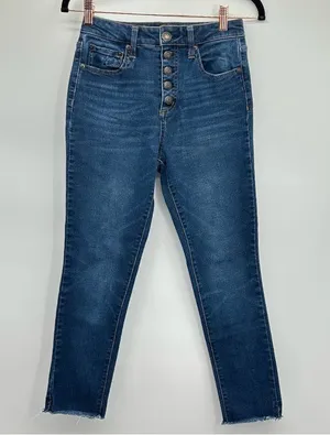 Aeropostale Button Fly Flex Effects Super High Rise Crop Jeans Size 25 thumbnail 1