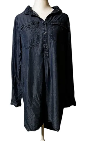 GAP Women’s Blue Chambray Button Detail Denim Shirt Dress Sz M thumbnail 1