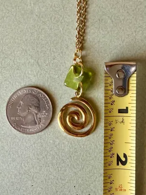 Handmade gold tone stainless steel spiral swirl uzumaki & Czech glass necklace🌀 thumbnail 6