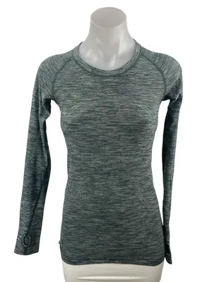 Lululemon Women Gray Heather Long Sleeve Yoga Workout Athletic T Shirt Tee Top 4 thumbnail 1