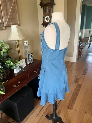 SheIn Denim Mini Tiered Ruffle Hem Dress thumbnail 9