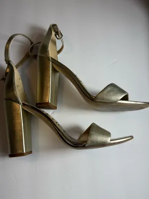 Sam Edelman Yaro Gold metallic Ankle-Strap Block Heel‎ Sandals - Size 10 thumbnail 6