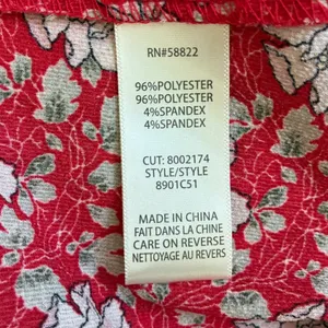 Max Studio Womens L Red Floral Ruffle High Low Wrap‎ Maxi Dress Flutter thumbnail 4