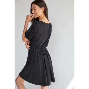 Daily Practice by Anthropologie Black Puff Sleeve Mini Dress 100% cotton Size L thumbnail 2