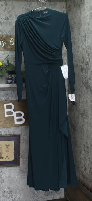 Betsy & Adam Womens Long-Sleeve Dress with Slit A25412 Pine Green 6 thumbnail 1