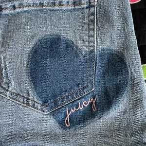 New Juicy Couture Light Denim Skirt with Heart Accent thumbnail 4