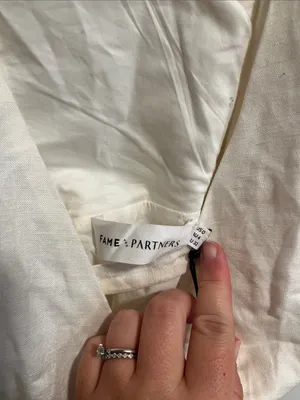 Fame and Partners Linen Blend Wrap Dress in Off White Color US Size 0 NWT thumbnail 3