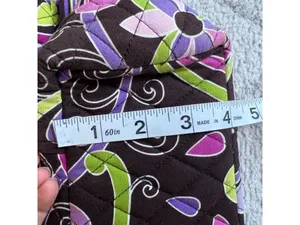Vera Bradley Quilted Shoulder Bag Floral Brown Pink Purple Green Cotton Purse thumbnail 8