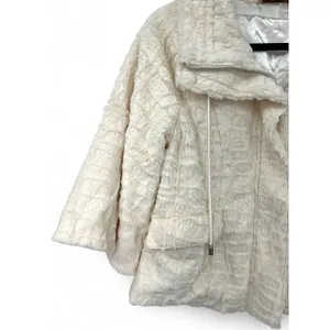 TUMBLEWEED | M | Jacket Coat Fuzzy Furry Cropped Off White Faux Fur Women thumbnail 2