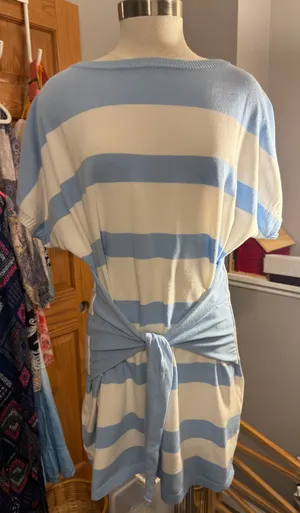 Boutique Blue and white Mini Dress Tie Front thumbnail 1