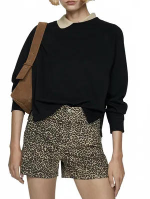 Mango Leopard-Print Straight Shorts NWT Leopard Brown Size 8 / EUR 40 thumbnail 2