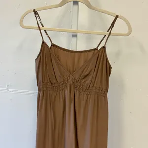 Twelfth Street by Cynthia Vincent Brown 100% Silk Smocked Slip Dress 6166 Small thumbnail 3