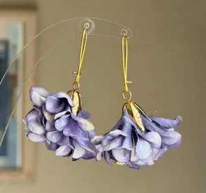 Handmade fairy cute flower unique style dangle earrings💜 thumbnail 2