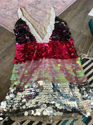 LPA Payette Sequin Deep‎ V Dress in Magenta Melody women's Size L thumbnail 7