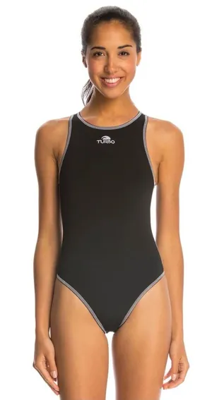 NWT Turbo Women's Comfort Match Water Polo Suit Black Small thumbnail 1