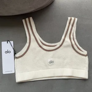 Alo Yoga Tennis Club Sweater Knit Bra Ivory/Gravel S thumbnail 4
