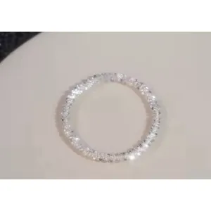 NEW Dainty‎ Diamond Cut White Gold Plated Silver Bendy Ring, Size 5 thumbnail 7