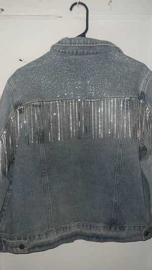 Savanna Jane denim jacket with rhinestone fringe thumbnail 4