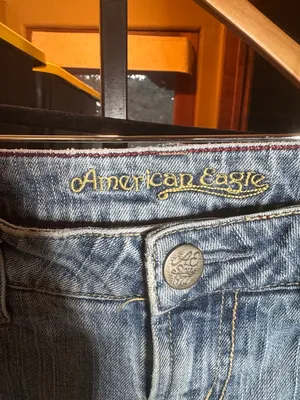 American Eagle Hipster Flare Jeans Y2K Low Rise Light Wash Raw Hem Size 2 Long thumbnail 3