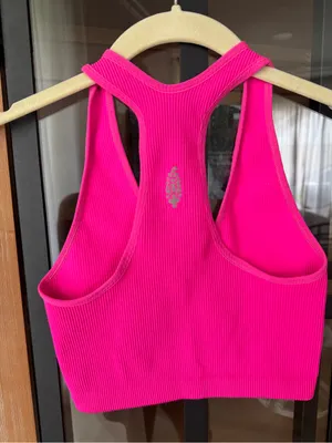 FP Movement Free Throw Crop Tank Top sports bra ribbed tropical barbie pink neon thumbnail 2