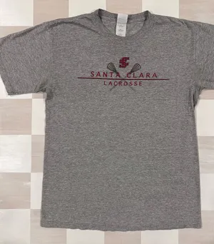 Gildan santa clara university go broncos lacrosse grey red short sleeve tee thumbnail 1
