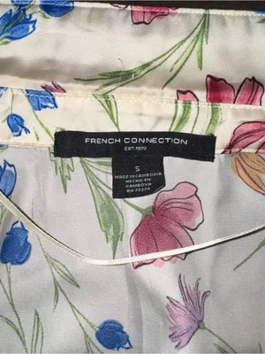 French Connection Women's Cream White Floral Print Short Sleeve Dress Small thumbnail 5