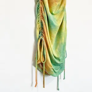 Tie Dye Dress Size S Rainbow Ruched Side Tie Adjustable Bodycon Mini‎ Gown Disco thumbnail 3